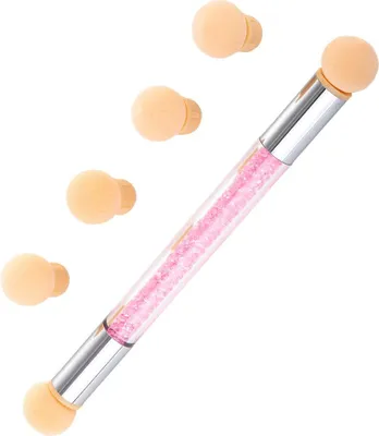 Produktbild von Doppelseitiger Schwammpinsel für Ombre und Nailart mit Strasssteinen, rosa