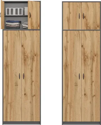 Produktbild von BDW, Kleiderschrank mit 5 Einlegeböden, Tom, Graphit / Wotan Eiche, 235x75x35cm