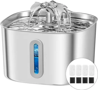 Produktbild von 3.2L Edelstahl Trinkbrunnen für Katzen inklusive 4 Filter