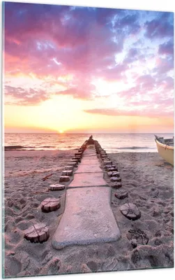 Produktbild von Bilder auf glas - Einteilig - Boot Strand Himmel - 50x70cm - Glasbilder - Wandbilder - Bilder - zum Aufhängen bereit - Wanddekoration aus Glas - Glas Bilder - Wandbild auf Glas - GPA50x70-5064