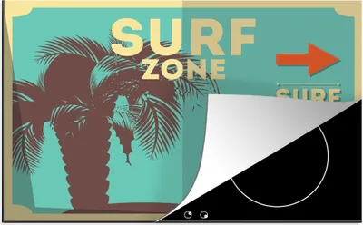 Produktbild von KitchenYeah© Herdabdeckplatte Illustration "Surfzone" in Türkis , 80x52cm, Küche Deko, Glaskeramikkochfeld Herdabdeckung, Abdeckplatte fùr Kochfeld