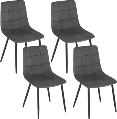 Produktbild von EUGAD 4 x Esszimmerstühle, Polsterstuhl, mit Samtbezug, Metallbeine Dunkelgrau