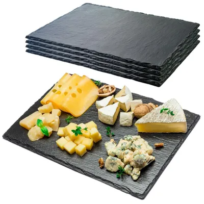 Produktbild von Vilde | Schieferplatten 4er Set - 30x20 cm - Schiefer Serviertablett - Schwarz