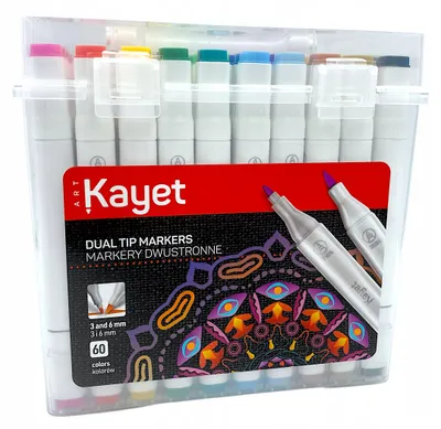 Produktbild von Kayet Doppelseitige Marker mit Pinselspitze, 60 Farben
