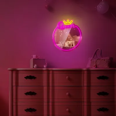Produktbild von Forever Light LED Neon Dekolicht mit Spiegel Wandkunst Wanddekoration Queen