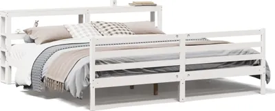 Image de vidaXL Lit en bois massif sans matelas Blanc 200x200 cm pin