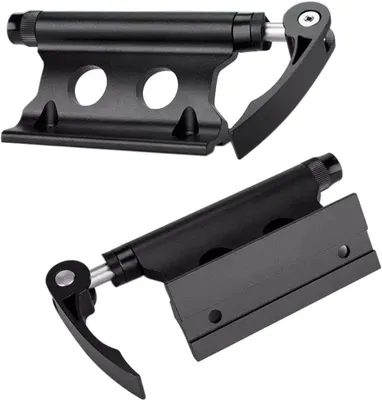 Image de Support de fourche avant pour vélo, en deux parties, fabriqué en alliage d'aluminium avec système de fixation rapide. Clip fixe pour fixer des porte-bagages à la fourche avant de camions et de remorques (noir)