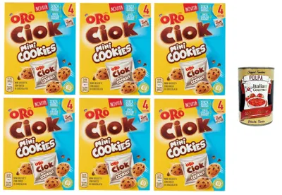 Produktbild von Oro Saiwa- Oro Ciock MiniCoockies Mini-Schokoladenkekse 6x 160gr + Italian Gourmet polpa 400g