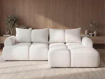 Produktbild von GrainGold Ecksofa L-Form Rechts Boono - Ecksofa mit Schlaffunktion und Bettkasten - Moderne Ecksofa, Wohnzimmer Ecksofa - Eckcouch Creme (Komodo 10)