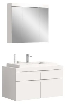 Productafbeelding van Viana badkamerset (breedte/hoogte/diepte: 100x194x50 cm) in mat wit en wit