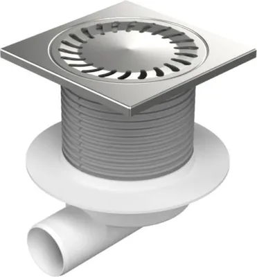 Produktbild von Chud?j Seitlicher Bodenablauf D50, Kragen, Rahmen komplett aus Edelstahl, SUN 445 L Gitter