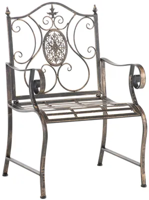 Produktbild von CLP Gartenstuhl Punjab aus lackiertem Eisen mit Verzierungen im Jugendstil bronze, KI-generiertes Bild