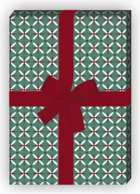 Produktbild von Vintage Stern Geschenkpapier Set, Dekorpapier im Retro Design, rot - G8607, 32 x 48cm
