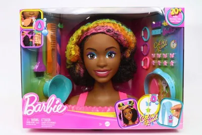 Zdjęcie produktu dla Barbie głowa do stylizacji neonowa HMD79