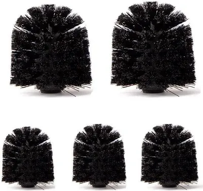 Image de Lot de 5 têtes de brosse de toilettes en plastique noir, Ø 8 cm