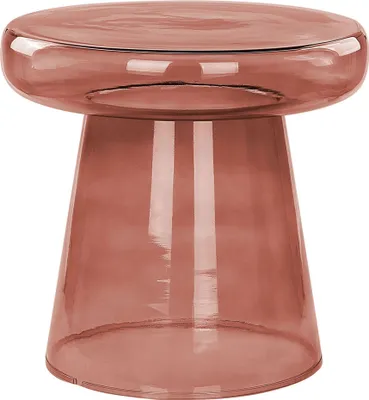 Produktbild von BELIANI Beistelltisch Rot Rauchglas Glänzend Hoch Rund 39 cm T-Form Pilzform Konisch Retro-Stil Couchtisch für Pflanzen Wohnzimmer Ausstattung