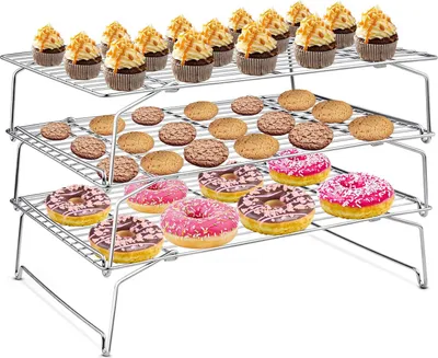 Produktbild von Nachhaltiges Kuchenrost - 3-lagiges Design - 1 Stück - Edelstahl - 38 x 26 cm