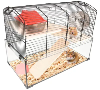 Hamsterkäfig Vitru Schwarz, 51,5x29x40 cm, mit Zubehör