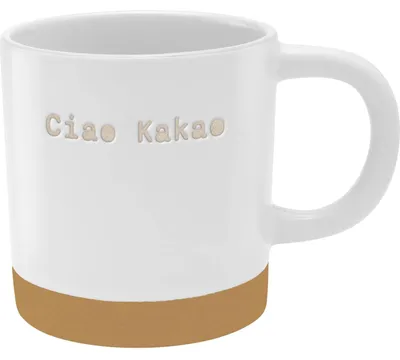 Kaffeetasse "Ciao Kakao", Steinzeug, 40 cl, matt, mehrfarbig