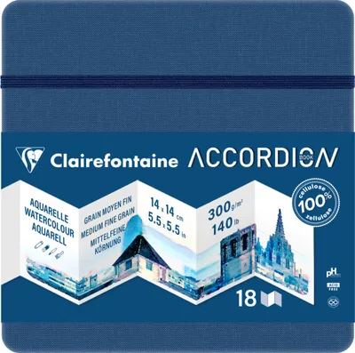 Produktbild von Clairefontaine 4x Akkordeon-Zeichenbuch 14x14 cm, 10 Seiten 300g - Blau 975970C