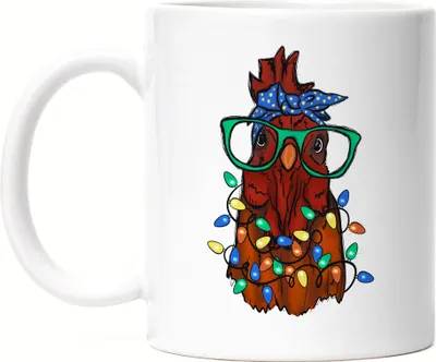 Produktbild von Thanksgiving Tass Weiß Truthahn Weihnachtsdekoration Lichterketten Merry Christmas Frohes Fest