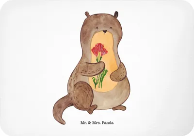 Produktbild von Mr. & Mrs. Panda magnet Otter Blumenstrauß - Weiß - Geschenk, Süß, Kühlschrankmagnet, zettelhalter, Seeotter, See, whiteboardmagnet, wandmagnet, Niedlich, Notizhalter