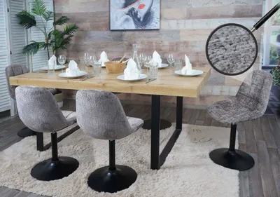 Obrázok produktu pre sada 6 jedálenských stoličiek HWC-A60, kuchynská otočná stolička, oceľová tkanina/textil šenil (465g/m²) ~ hnedá