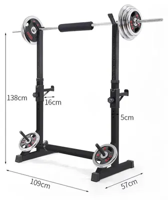 Produktbild von Multifunktionales Hantelrack - Verstellbarer Squat Stand - Kniebeugenständer - 12-fach höhenverstellbar - Mit Langhantelablage - Schwarz