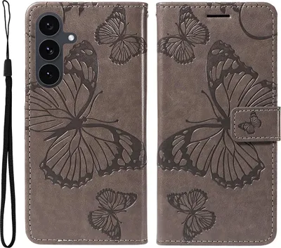 Produktbild von Samsung Galaxy S25 FE Hülle - Coverup Schmetterlinge Klapphülle - Taupe Grau