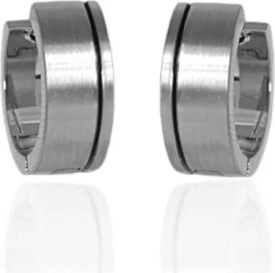 Produktbild von Ohrringe Edelstahl Scharniercreole 17mm mit schwarzem Streifen