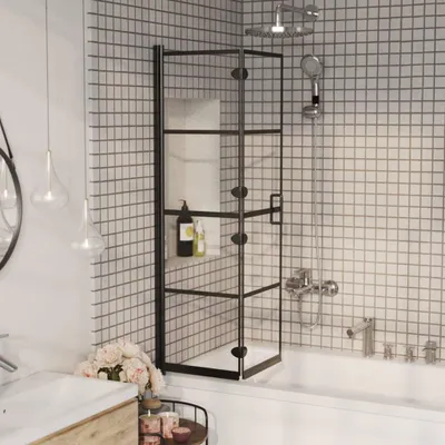Image de Cabine de douche pliante ESG 80x140 cm Noir