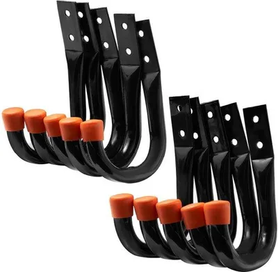 Produktbild von UnyqoosÂź 10er-Set robuste Wandhaken aus Kohlenstoffstahl, schwarz â AufbewahrungsâHaken zur Wandmontage mit 20 DĂŒbeln & 20 Schrauben fĂŒr Garage und Werkstatt