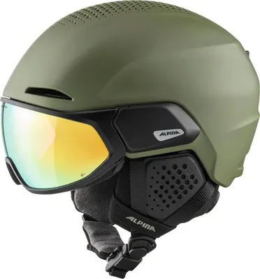 Produktbild von Alpina Alto Q-Lite Herren Skihelm Integriertes Visier grün 51-55