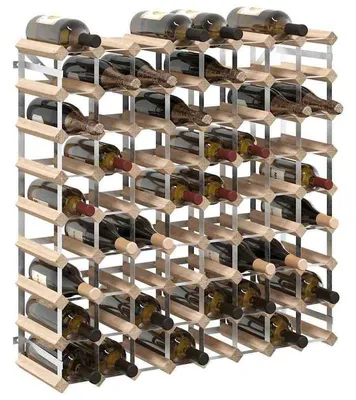Imagen del producto de Estantería para botellas, capacidad para 72 botellas, diseño de madera maciza, color beige