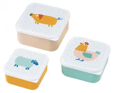 Produktbild von Petit Jour Kindergeschirr Set mit 3 Lucn-Boxen - Der Bauernhof