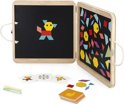 Produktbild von Janod Magnetischer Puzzle-Koffer - Geometrie - Lernspielzeug aus Holz