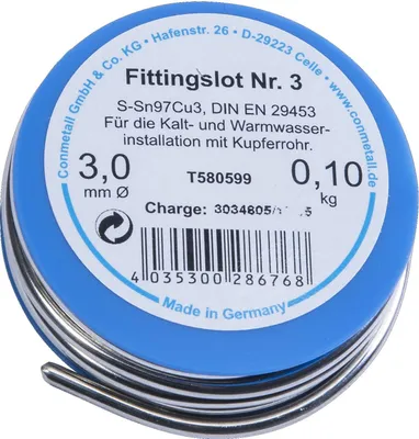 Produktbild von Cornat T580599 Fittingslot 100 g 97% 3 x 3 mm Blau Silber