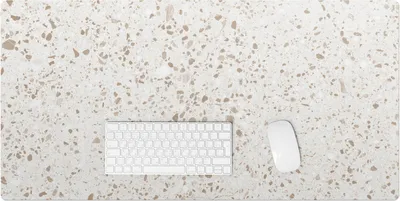 Produktbild von Helle Terrazzopunkte – Schreibtischunterlage – Rutschfeste Tischunterlage – Schreibtischmatte für Büro & Zuhause – Schreibunterlage – Mauspad – Tischmatte – 100 x 50 cm