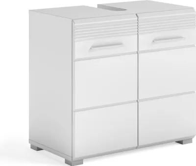 Image de Meuble sous vasque 2 portes – Blanc laqué – KLEANKIN