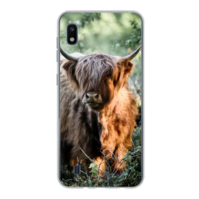 Produktbild von MuchoWow® Handyhülle Schutzhülle Hülle für Samsung Galaxy A10 Schottische Highlander - Wald - Tiere Silikon Softcase Handy Hülle - Schutzhülle