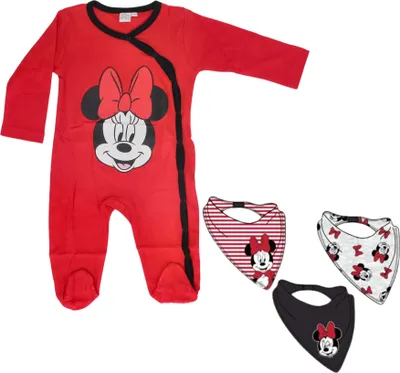 Produktbild von Minnie Mouse Boxpakje - Babypakje met Voetjes - Met Gratis Slabbetjes