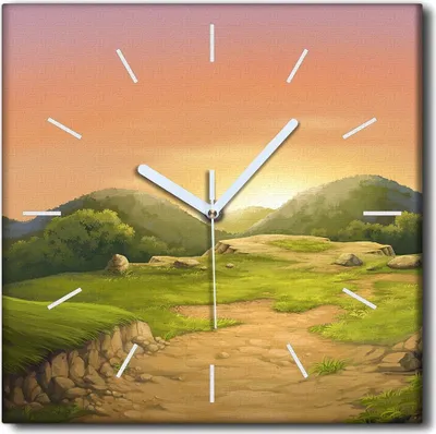 Produktbild von Coloray Uhr auf Leinwand 30x30 cm Wand Uhr Dekoration Wohnzimmer Segeltuch weiße Zeiger -Klippensonnenuntergang