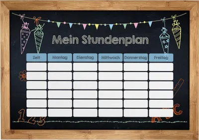 Produktbild von Stundenplan für Kinder mit Tafel-Motiv - Magnetischer Wochenplaner beschreibbar & abwischbar