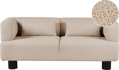 Produktbild von BELIANI Sofa Beige Bouclé Stoff 2-Sitzer mit Schwarzen Beinen Modernes Design mit Armlehnen Wohnzimmer Couch