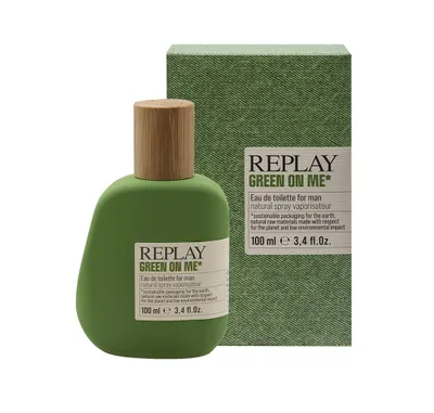Productafbeelding van Replay Green On Me eau de toilette voor mannen, 100 ml - een frisse, aromatische geur