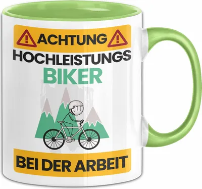 Produktbild von Biker Tasse Geschenk Lustiger Spruch Geschenkidee für Biker Achtung Hochleistungs Biker Bei Der Arbeit (Grün)