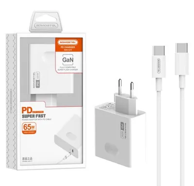 Produktbild von Somostel Ladegerät GaN Typ-C + Kabel Typ-C - Typ-C 65W 1m PD weiß