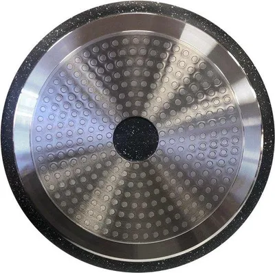 Productafbeelding van Unyqoos® Pan 28 cm – afneembaar handvat, gietaluminium met steenlook coating, glazen deksel, geschikt voor alle soorten fornuizen, inclusief inductie, afmetingen: 28x28x7,5 cm