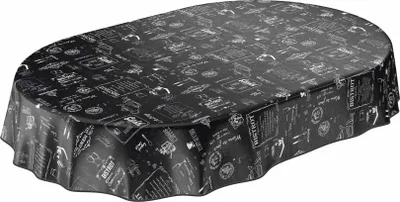 Produktbild von Tischdecke Wachstuch Essen Schwarz Robust Wasserabweisend Oval Breite 140 cm Länge 240 cm
