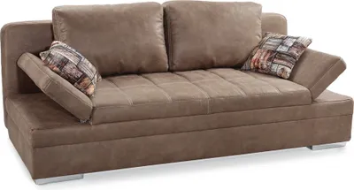 Produktbild von Schlafsofa Armlehnen verstellbar Bettkasten Couch Steppung Antiklederoptik Braun / 15116
